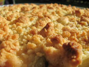 Tarte crumble pomme rhubarbe